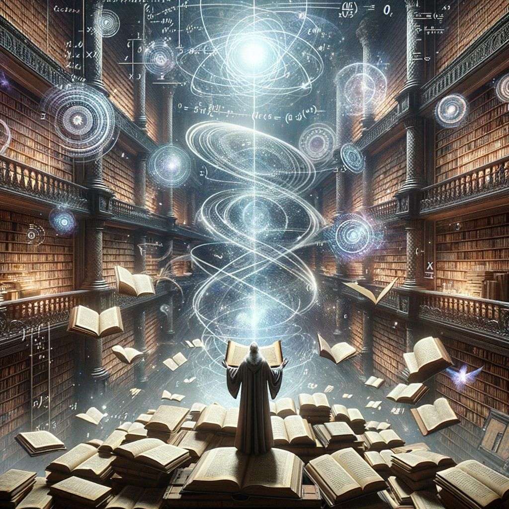 the discovery of gravity, digital art, ethereal